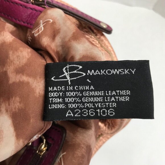 B MAKOWSKI Large Leather Hobo Shoulder Bag Purse Pink Copper Designer Pockets - Picture 16 of 16